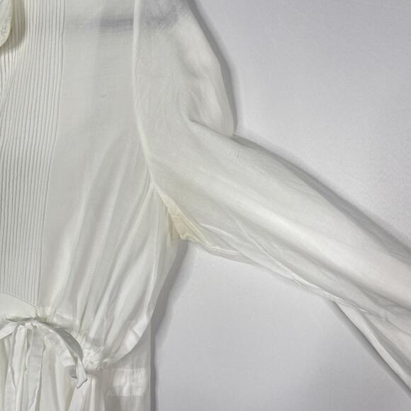 Chloe Small White Pineapple Broderie Anglaise Dress Long Sleeve Tie Waist Eyelet - Picture 10 of 16